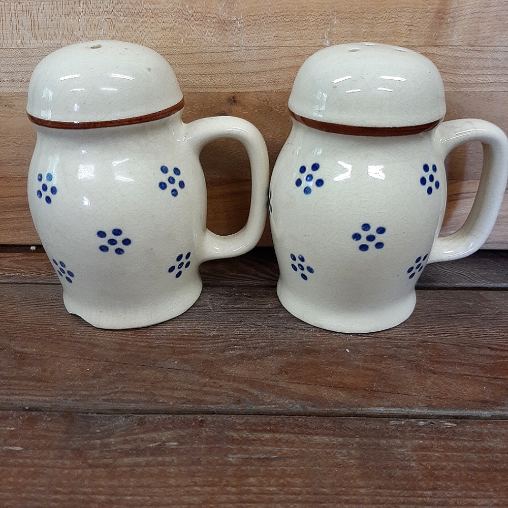 Vintage Stoneware Salt and Pepper Shackers